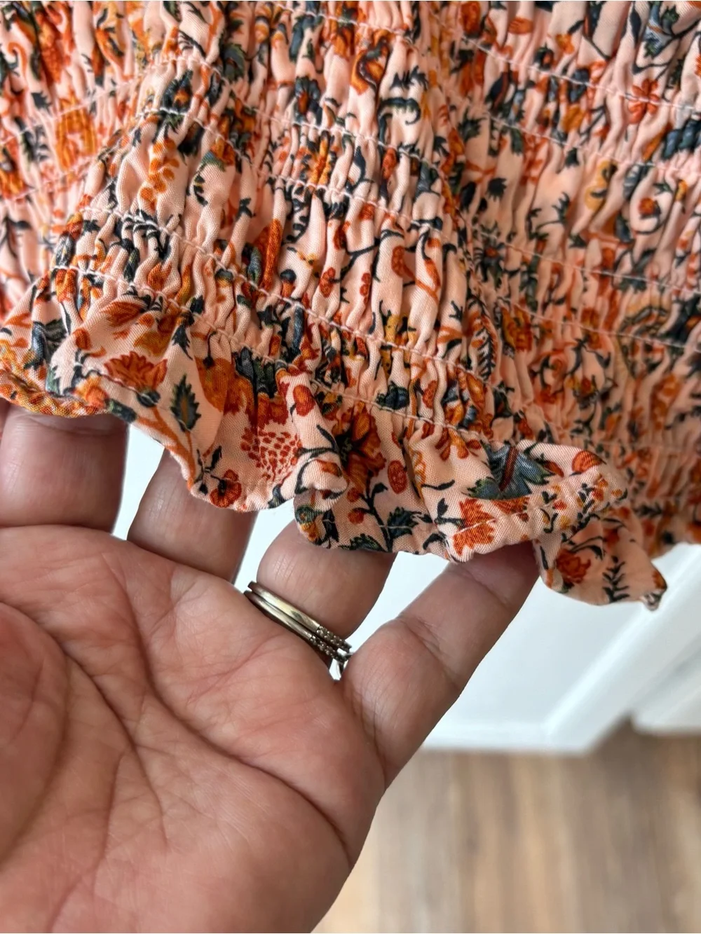 Old Navy Fitted Puff Sleeve Smocked Top